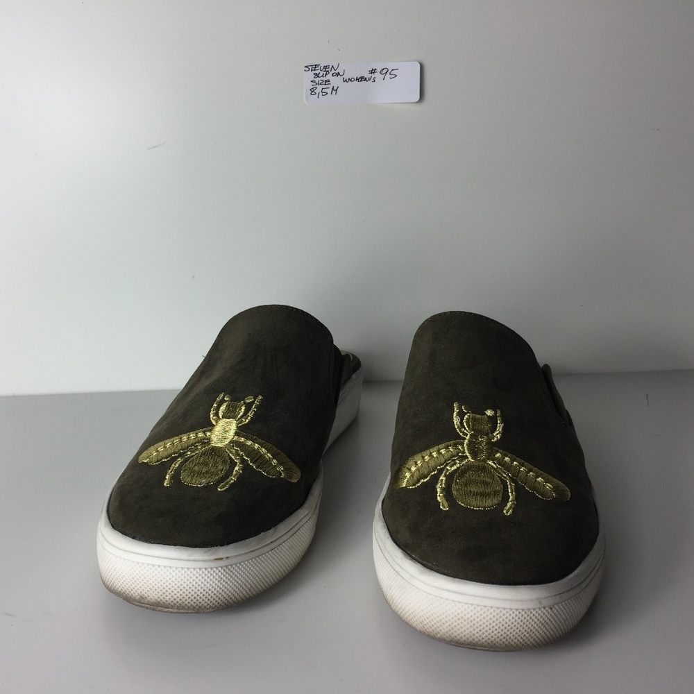 Steven Natural Comfort Sneakers Green Gold Bee Slip On Shoes Women's Size 8.5M